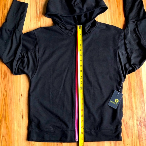 NEW XERSION Tricot Jogger Jacket Hooded 3/4 Sleeve Activewear Black XL Girl’s - Picture 6 of 13